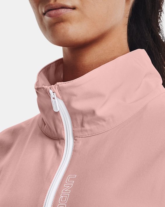 Women's UA Woven Oversized Full-Zip Jacket, Pink, pdpMainDesktop image number 3